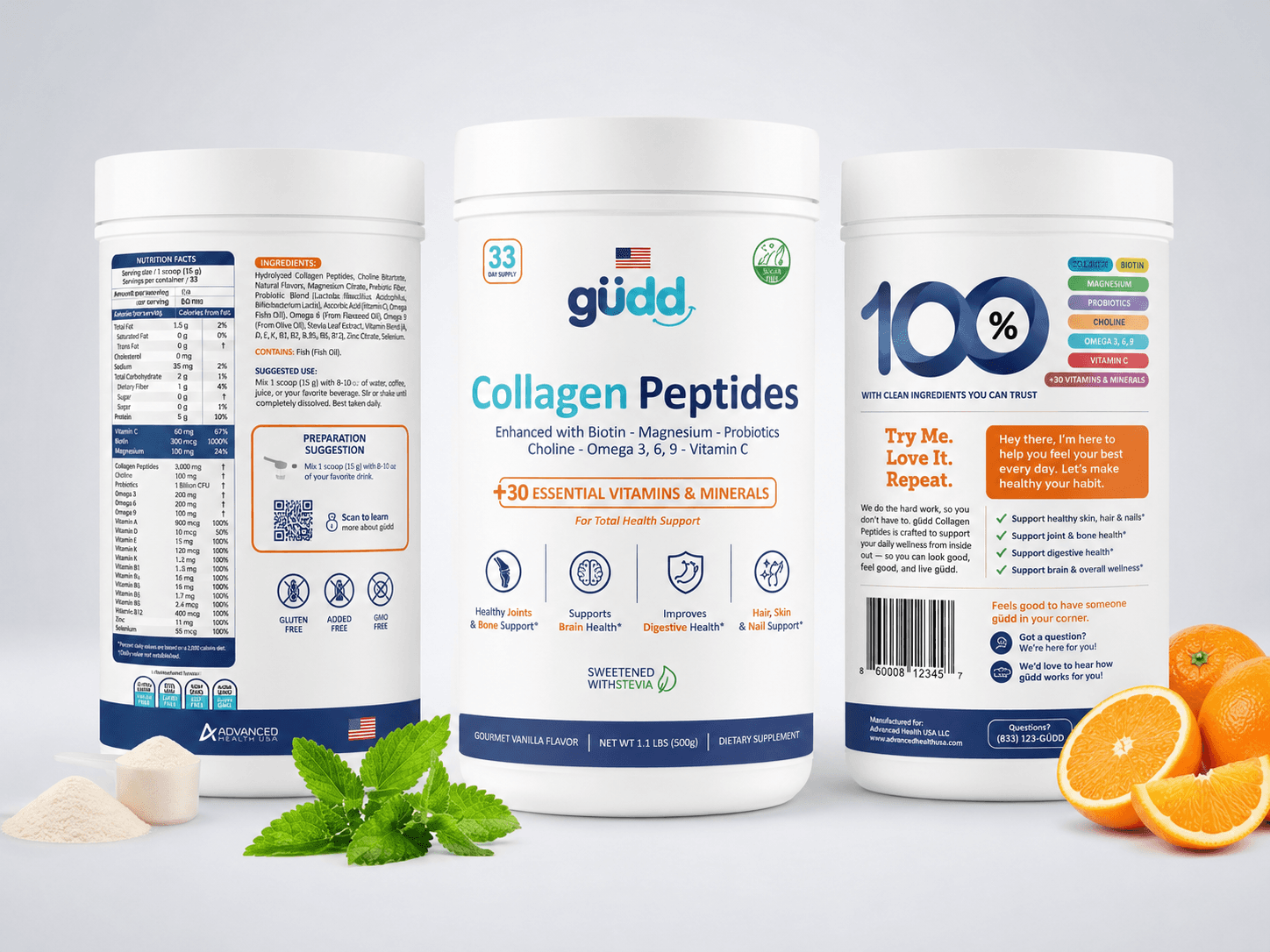 Threepack - Collagen Peptides Gudd 1.5kg